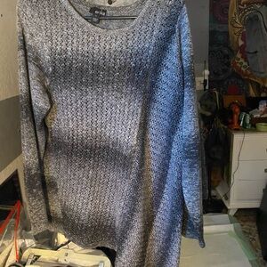 Erika Women's Multi Tonal Gray Sweater Crew Neck Oversized (cut on a bias)
